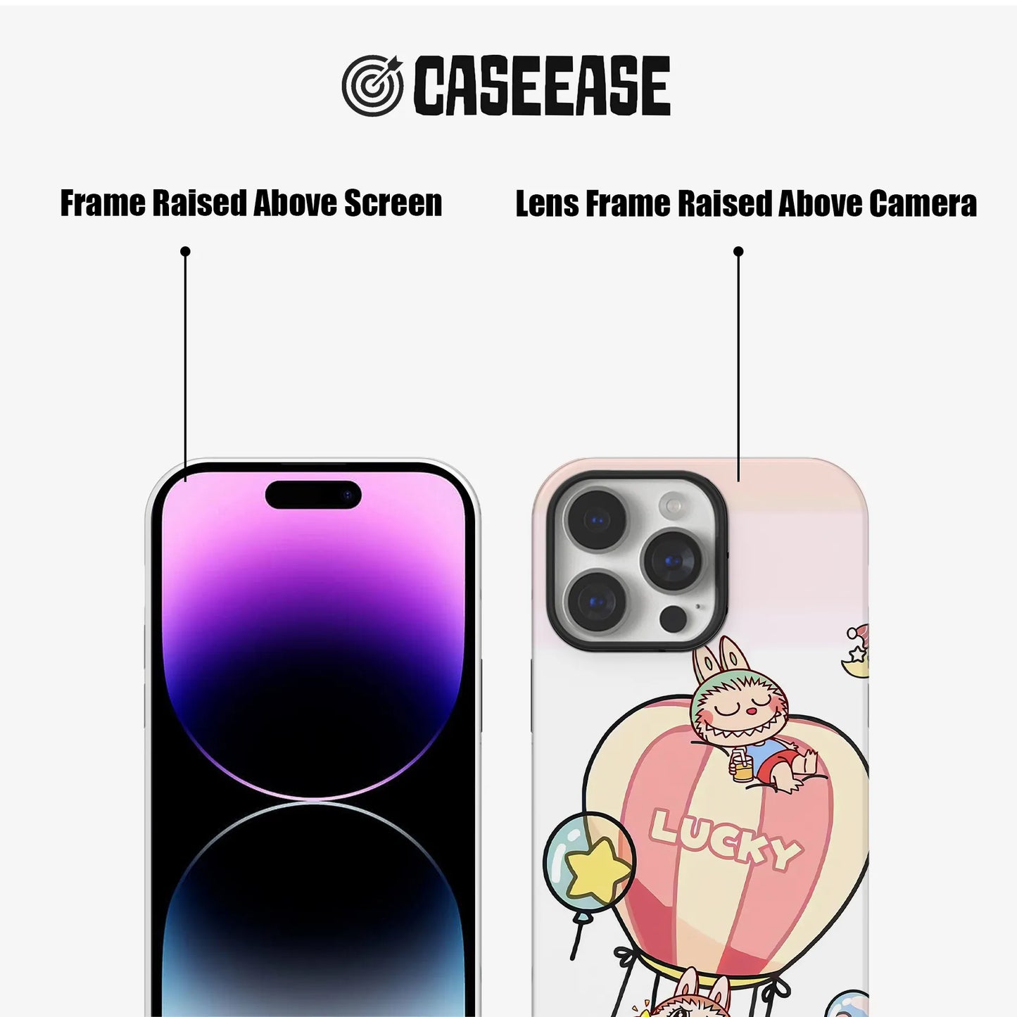 Funda para teléfono Labubu con globo aerostático de la suerte