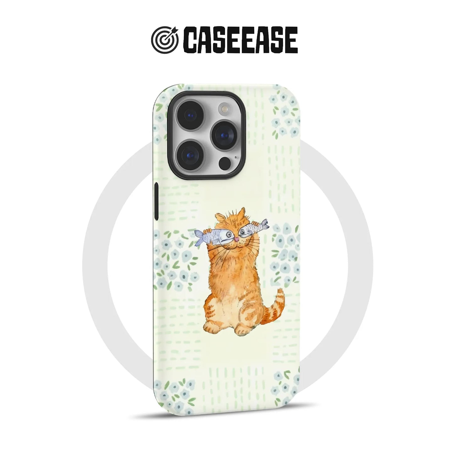 Bonita funda para teléfono con diseño de gato de dibujos animados