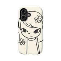 Artistic Girl Phone Case with Flower Design