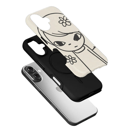 Artistic Girl Phone Case with Flower Design