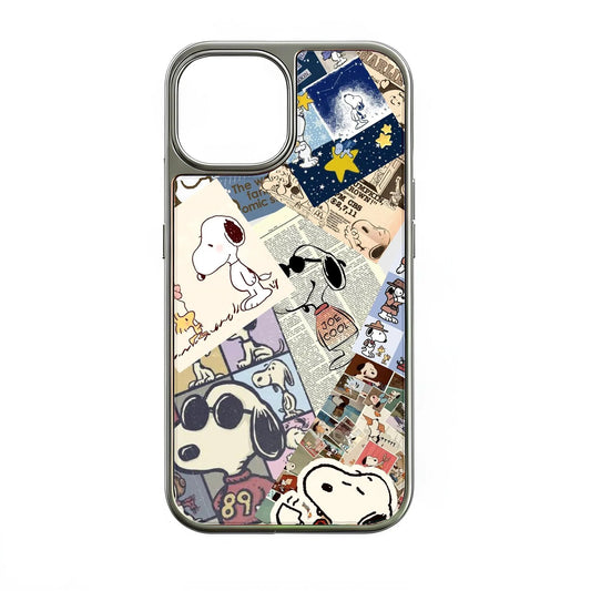 Holographic Chrome Snoopy Phone Case - Retro Collage Design