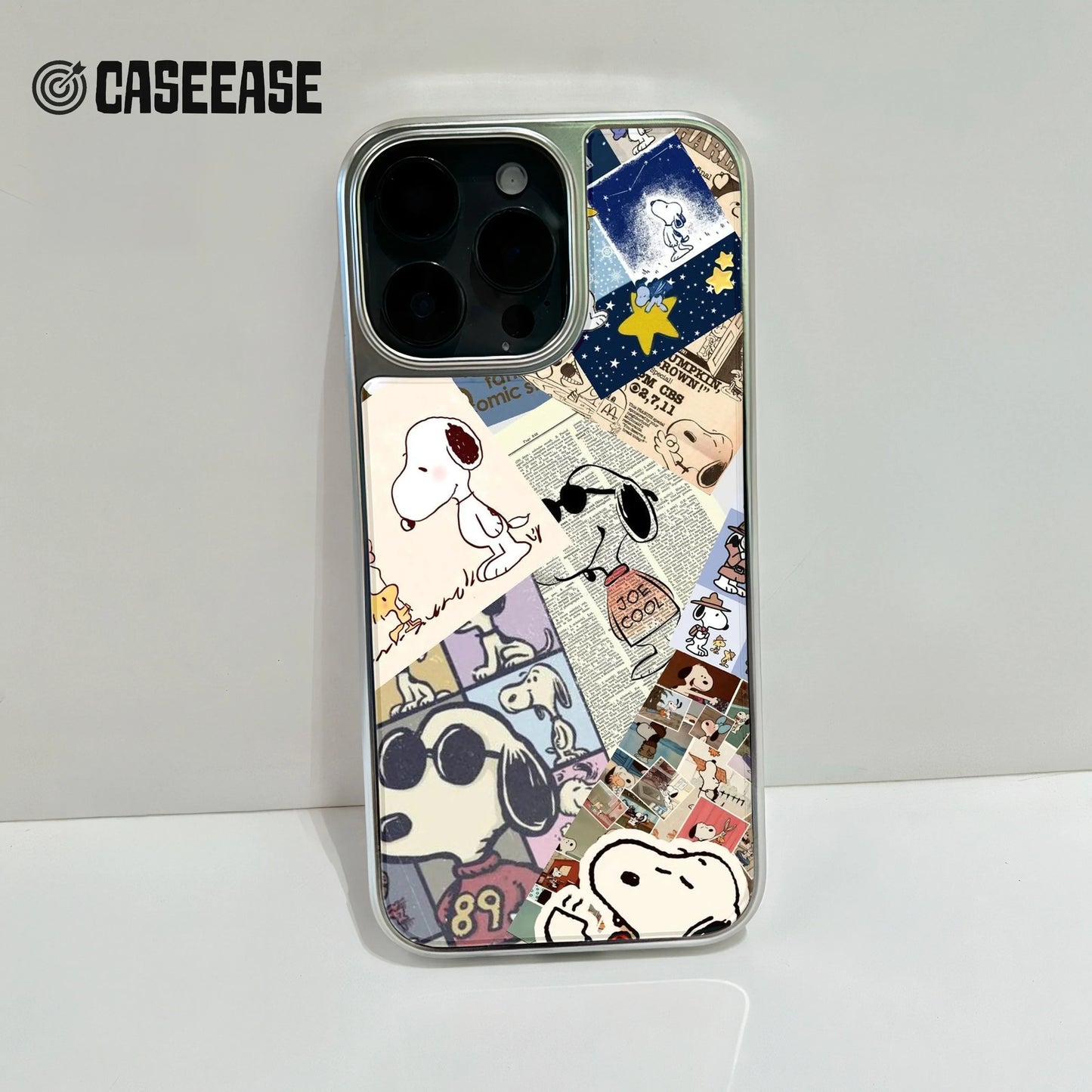 Holographic Chrome Snoopy Phone Case - Retro Collage Design