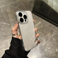 Funda de lujo con purpurina para iPhone | Protectora transparente con diamantes brillantes y protección completa para la lente de la cámara