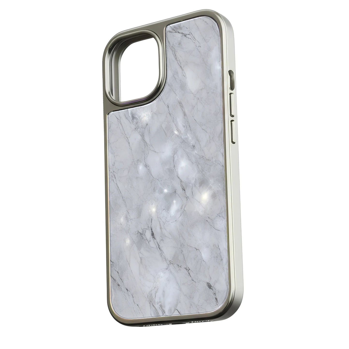 Holographic Chrome Phone Case for iPhone 15 Pro - Marble Effect & Metallic Finish