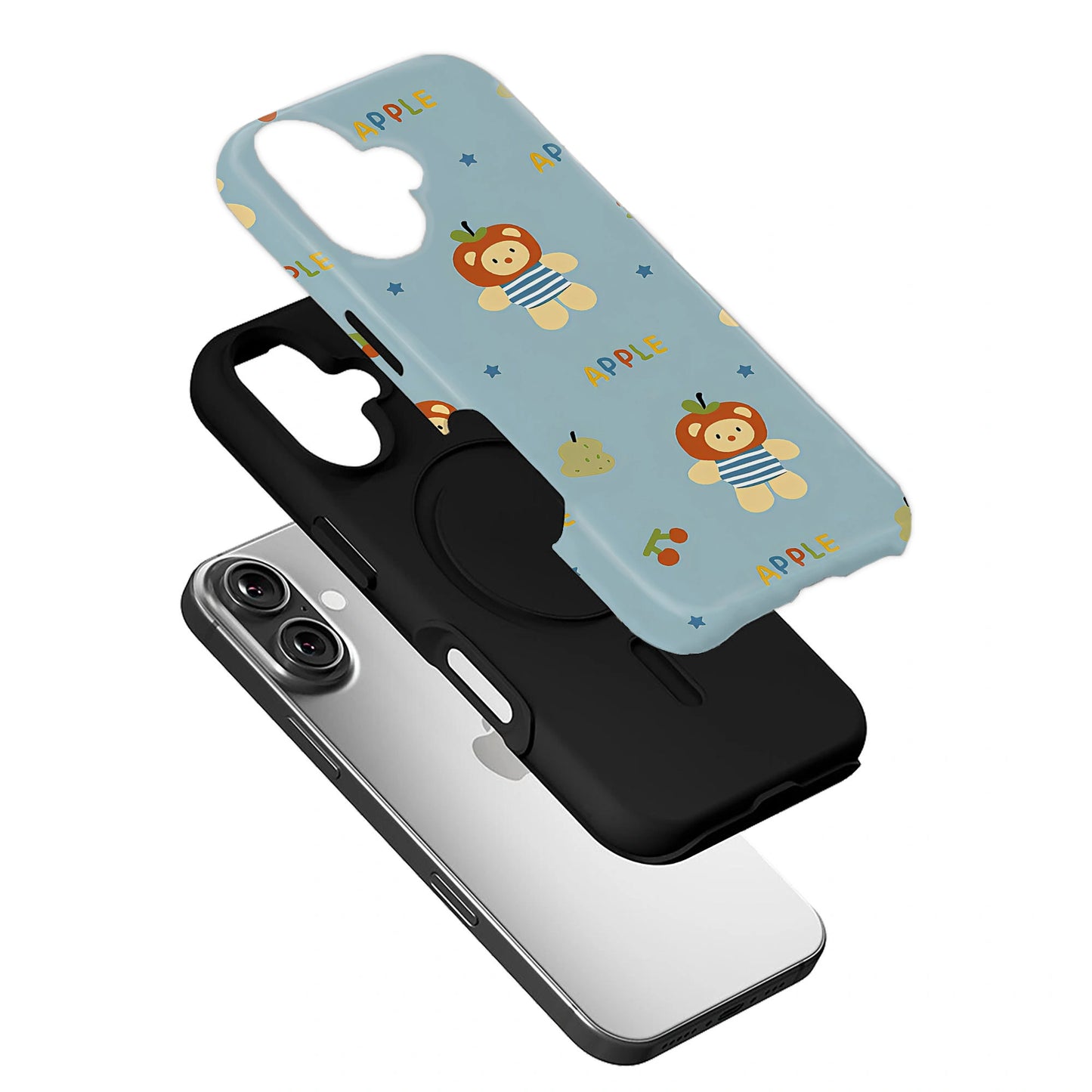 Apple Bear Phone Case – Adorable Fruit and Cartoon Design