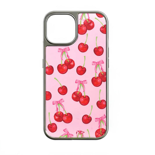 Cherry Blossom Phone Case - Vibrant Cherry Design on Soft Pink Background