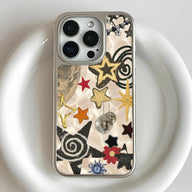 Funda holográfica cromada con estrellas para teléfono - Diseño de aventura cósmica