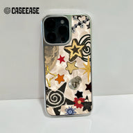 Funda holográfica cromada con estrellas para teléfono - Diseño de aventura cósmica