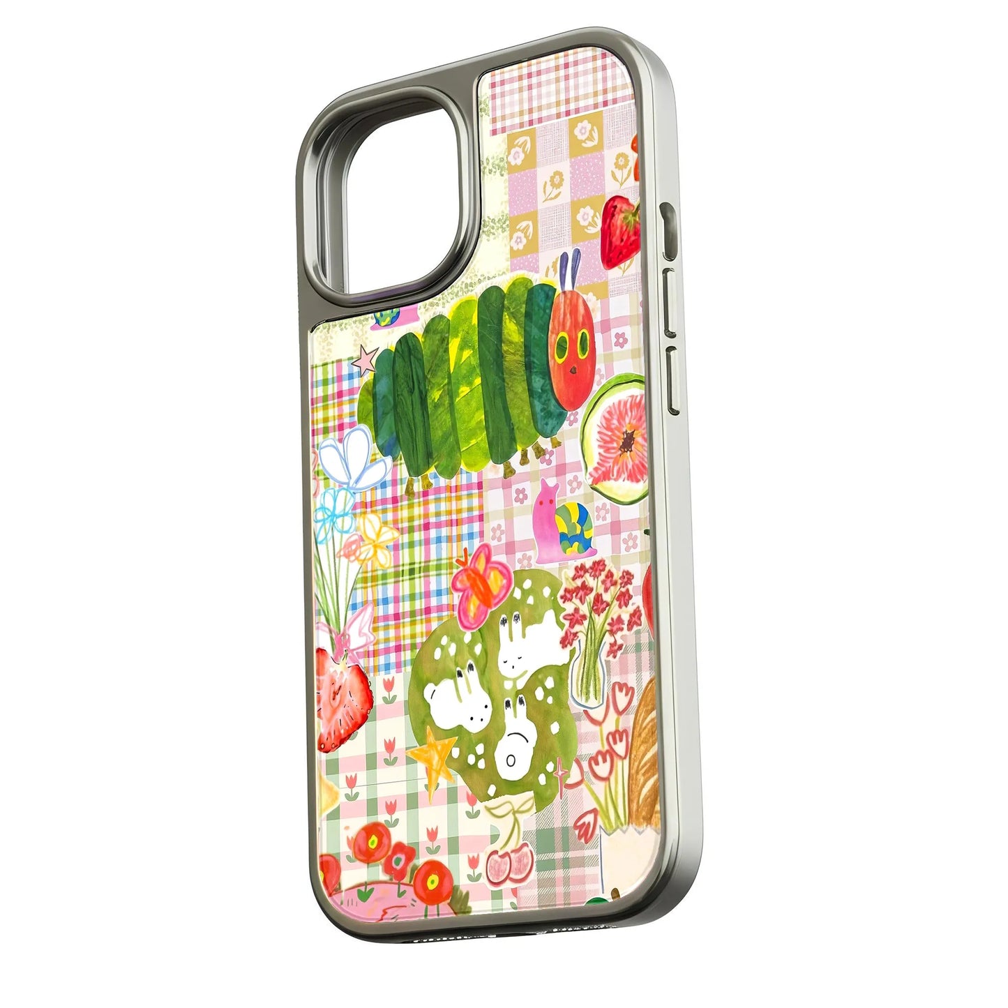 Holographic Chrome Caterpillar Phone Case - Colorful Design & Playful Art