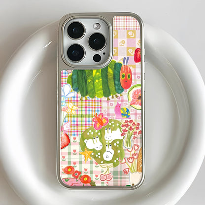 Holographic Chrome Caterpillar Phone Case - Colorful Design & Playful Art