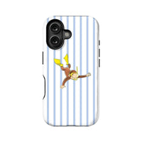 Funda para teléfono con diseño de mono curioso buceando