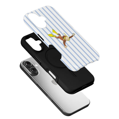 Funda para teléfono con diseño de mono curioso buceando