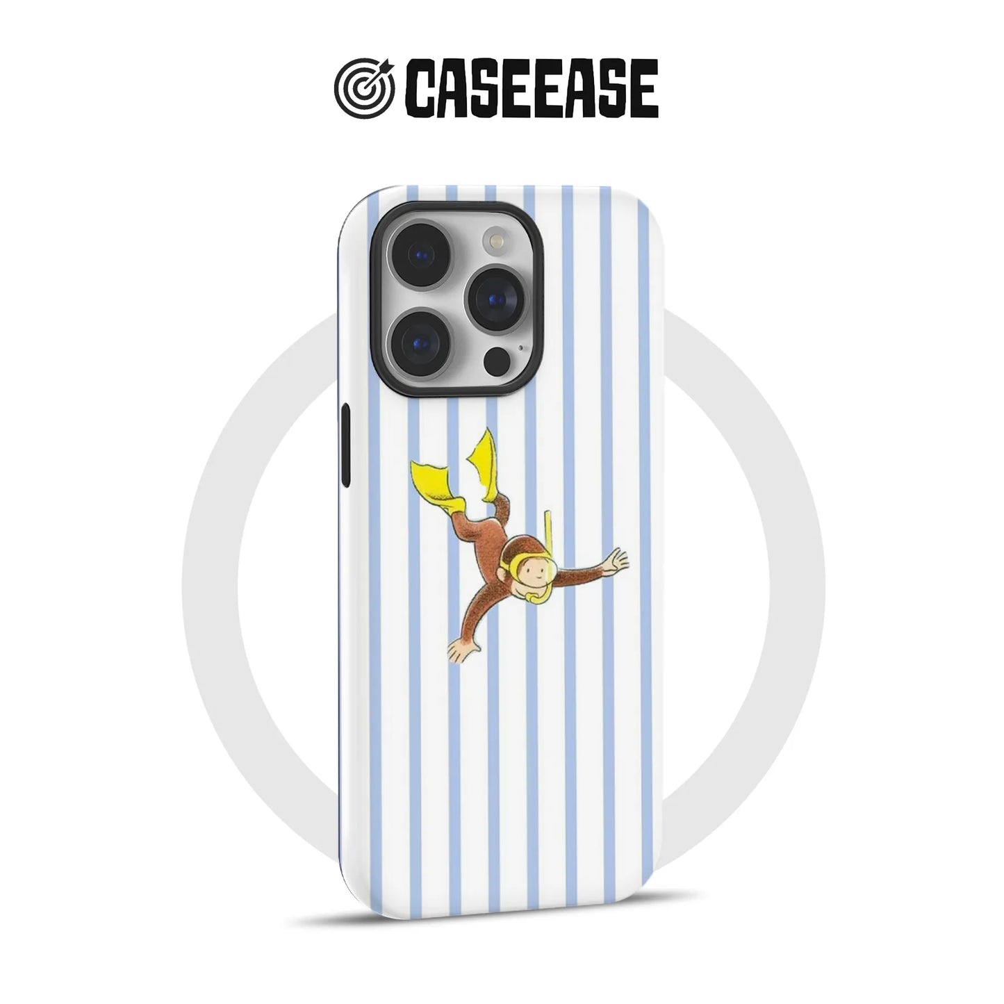 Funda para teléfono con diseño de mono curioso buceando