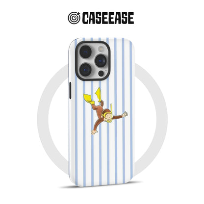 Funda para teléfono con diseño de mono curioso buceando
