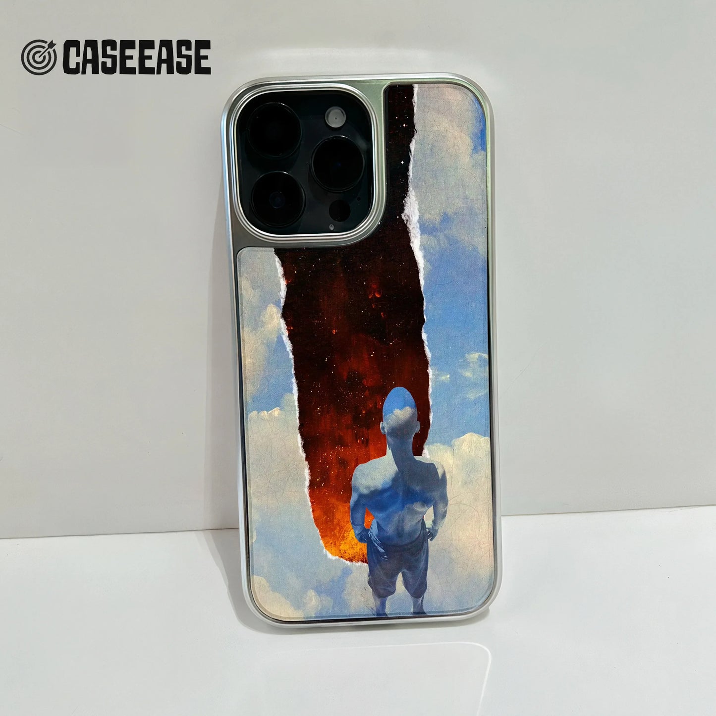 Holographic Chrome Phone Case for iPhone 15 - Cosmic Horizon Design