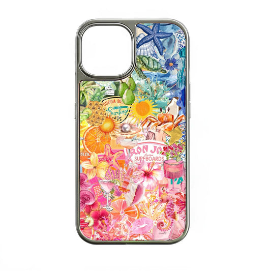 Holographic Chrome Phone Case - Tropical Paradise Design