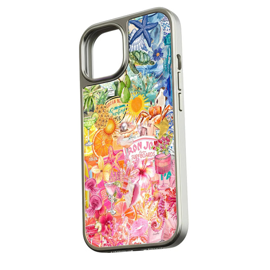 Holographic Chrome Phone Case - Tropical Paradise Design