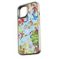 Funda holográfica cromada con diseño de mono curioso - Diseño de dibujos animados coloridos