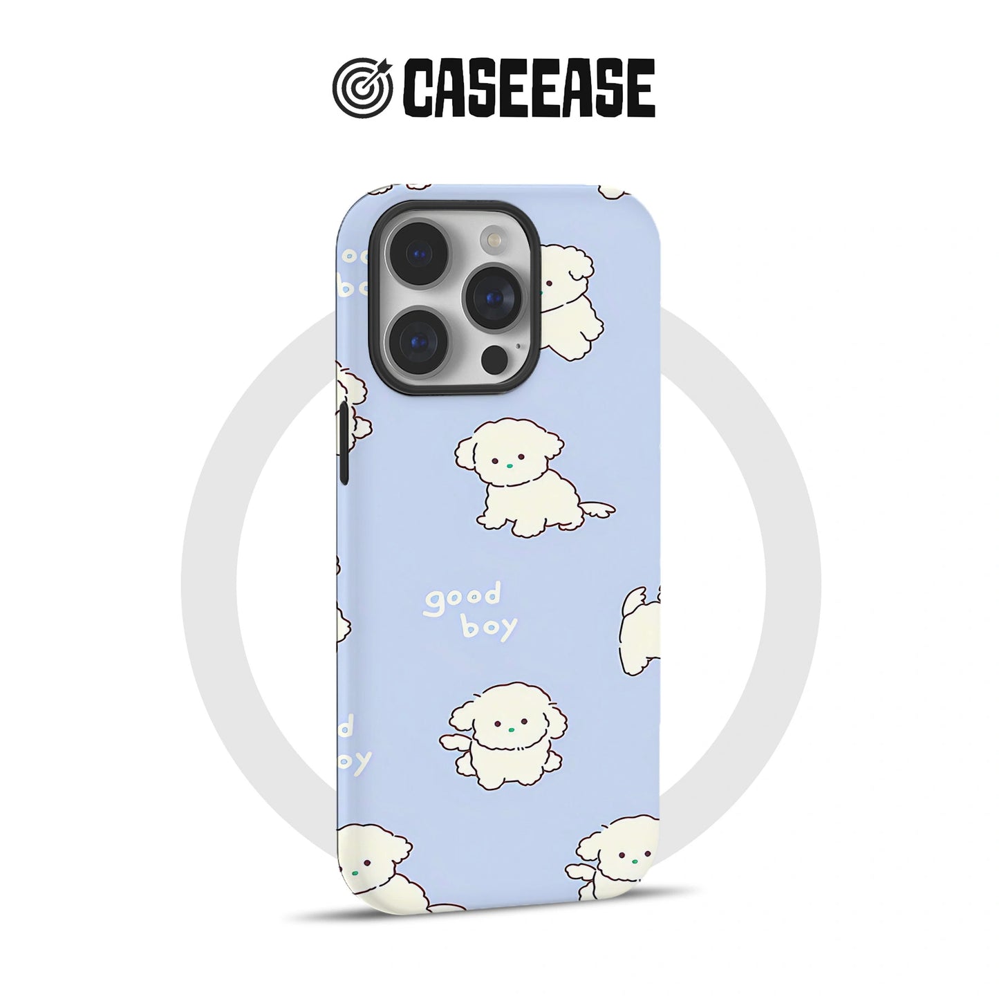 Adorable Puppy Phone Case – "Good Boy" Cartoon Design