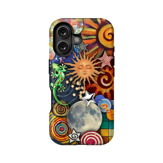 Colorful Cosmic Sun iphone 16 phone case