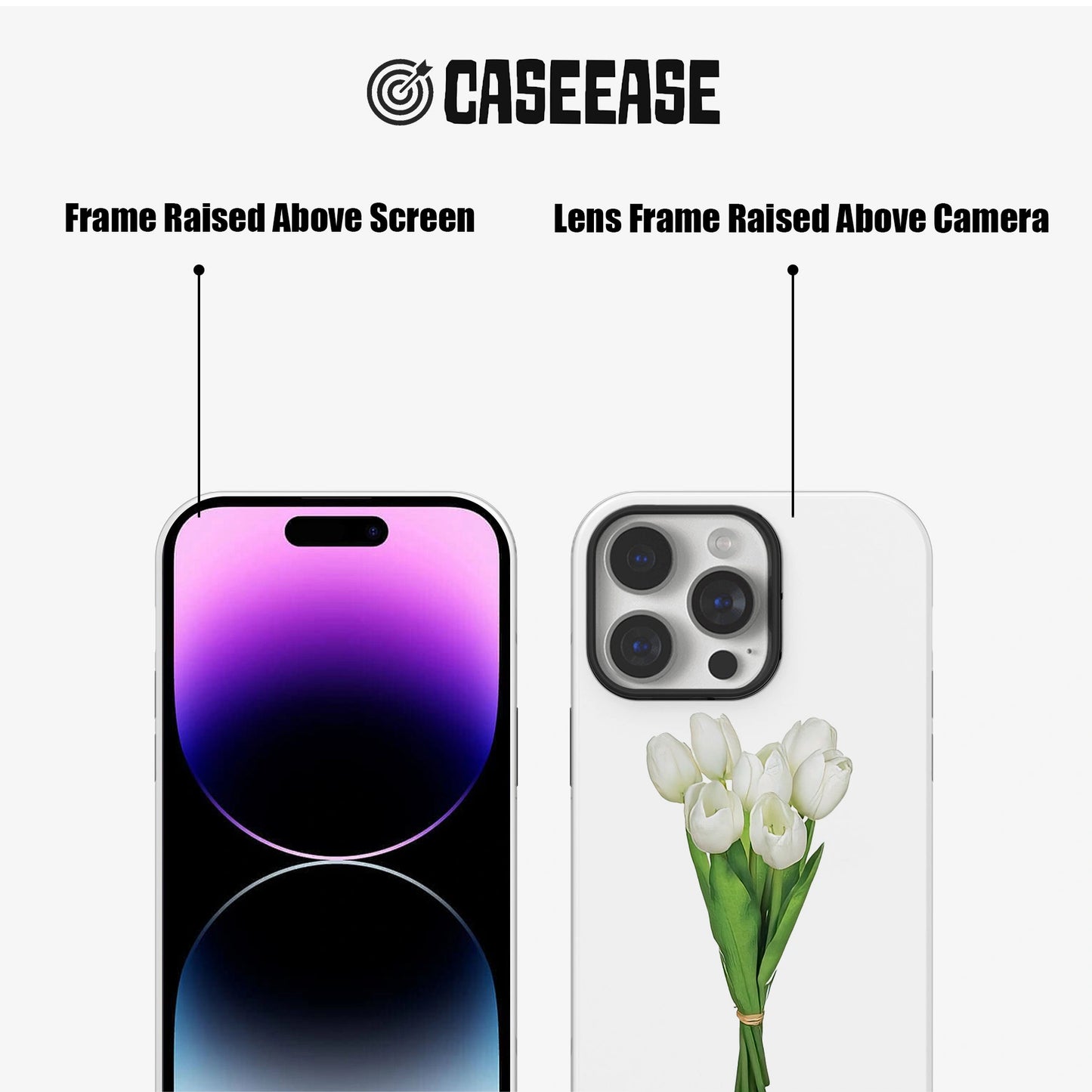 Elegant White Tulip Phone Case – Minimalist Floral Design