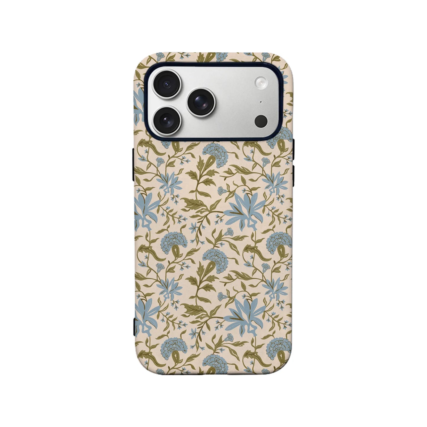 Elegant Vintage Floral Phone Case – Blue and Green Botanical Design