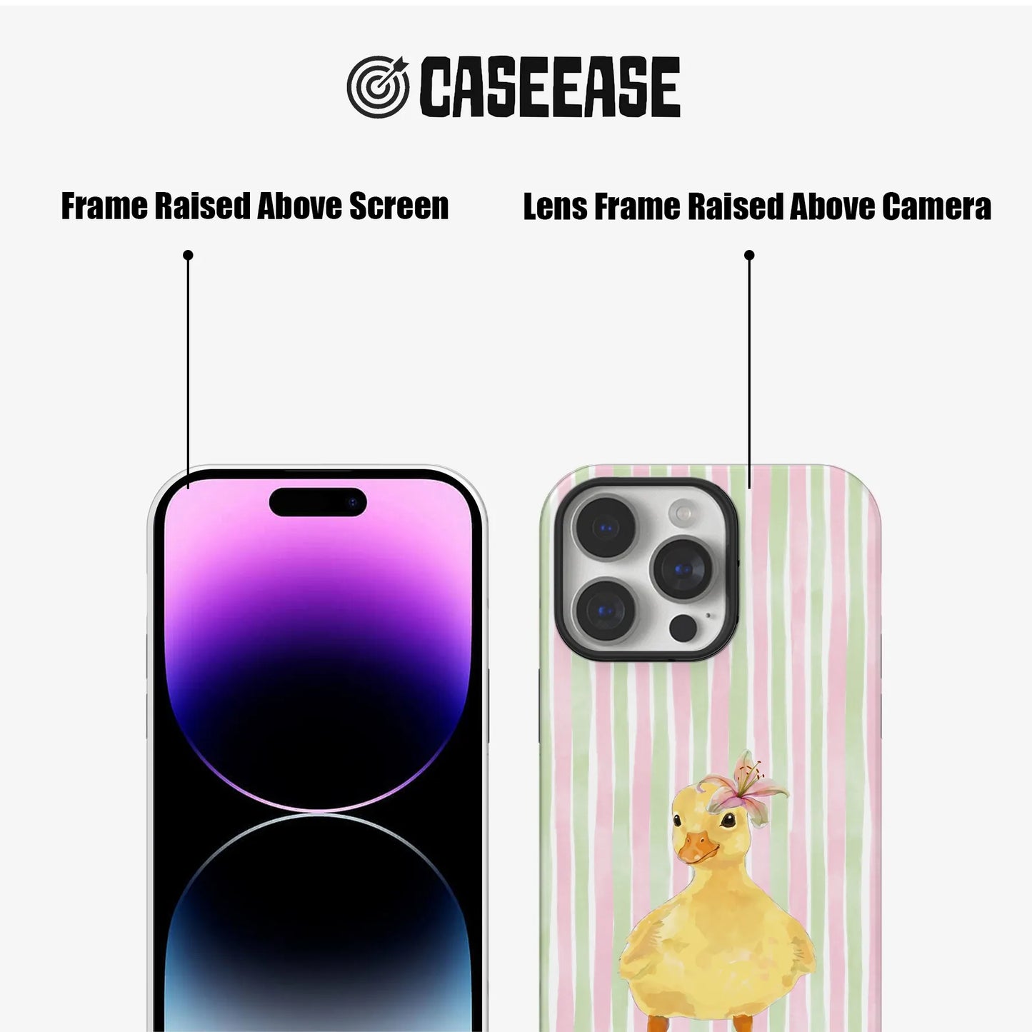 Cute Duckling Phone Case with Pink Stripes