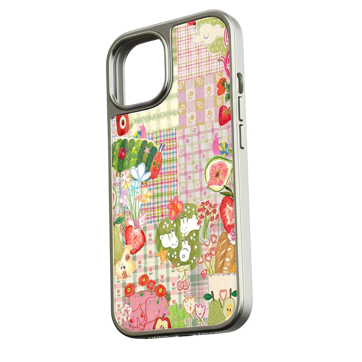 Holographic Chrome Phone Case - Whimsical Garden Design