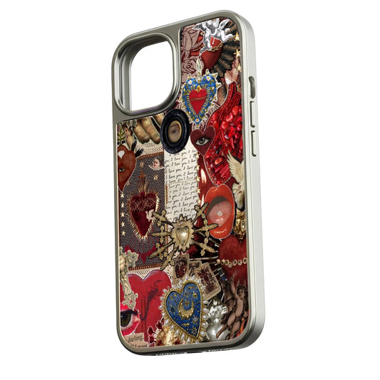 Holographic Chrome Phone Case - Heart Collage Design