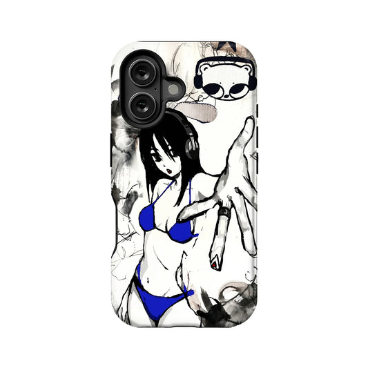 Edgy Anime Girl Phone Case 2025 – Artistic Sketch Design with Bold Accents