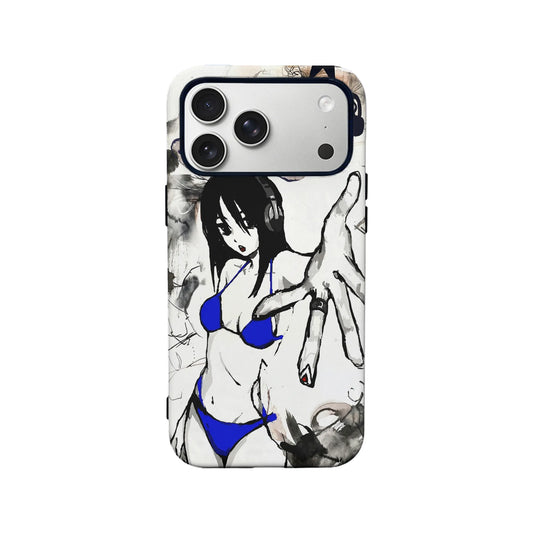 Edgy Anime Girl Phone Case 2025 – Artistic Sketch Design with Bold Accents