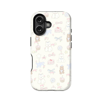 Cream Cartoon Phone Case – Adorable Cats, Bears, and Sweet Elements