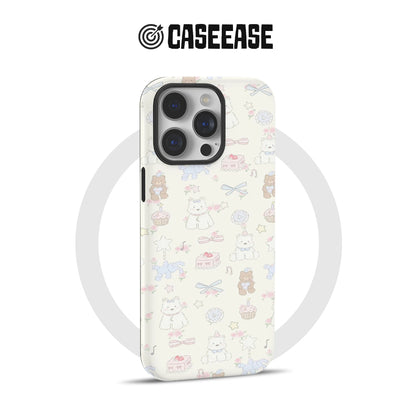 Cream Cartoon Phone Case – Adorable Cats, Bears, and Sweet Elements