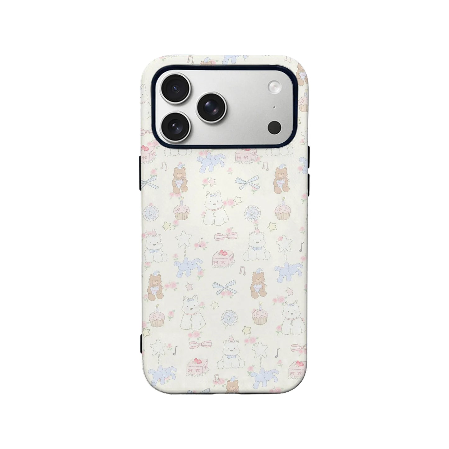 Cream Cartoon Phone Case – Adorable Cats, Bears, and Sweet Elements