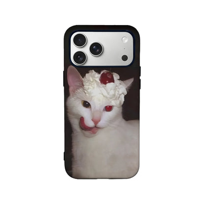 Whimsical Cat Dessert Phone Case 2025 – Playful Whipped Cream Design