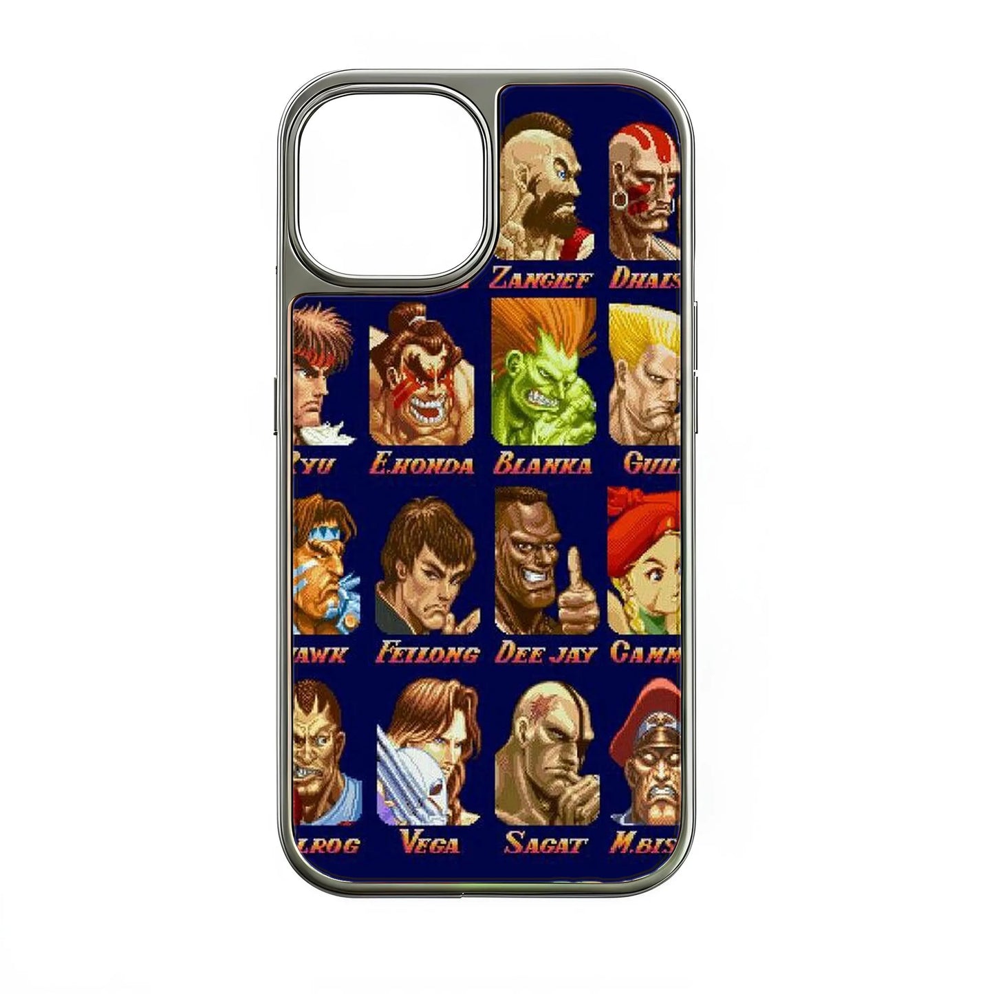 Funda holográfica cromada de Street Fighter para teléfono - Diseño de juegos retro