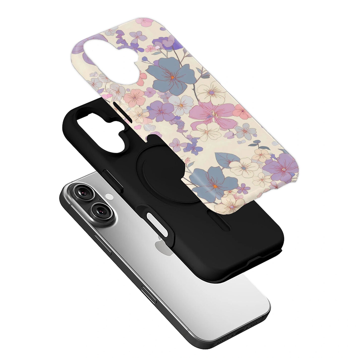 Romantic Floral Phone Case – Elegant Purple and Pink Design