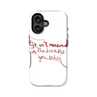 Funda minimalista blanca para teléfono: «La vida no se mide» 