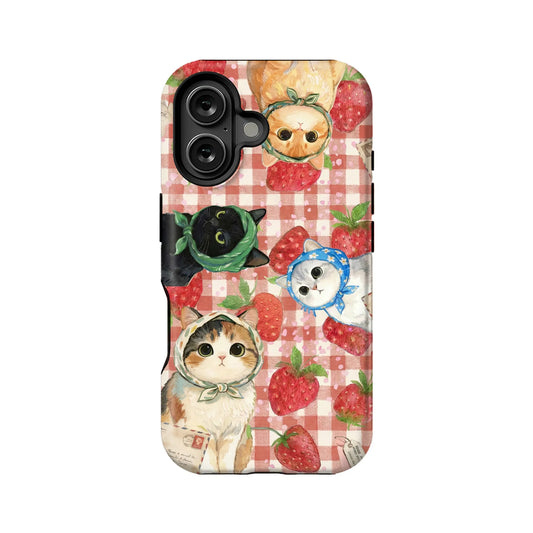 Cute Cat and Strawberry Phone Case