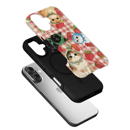 Cute Cat and Strawberry Phone Case