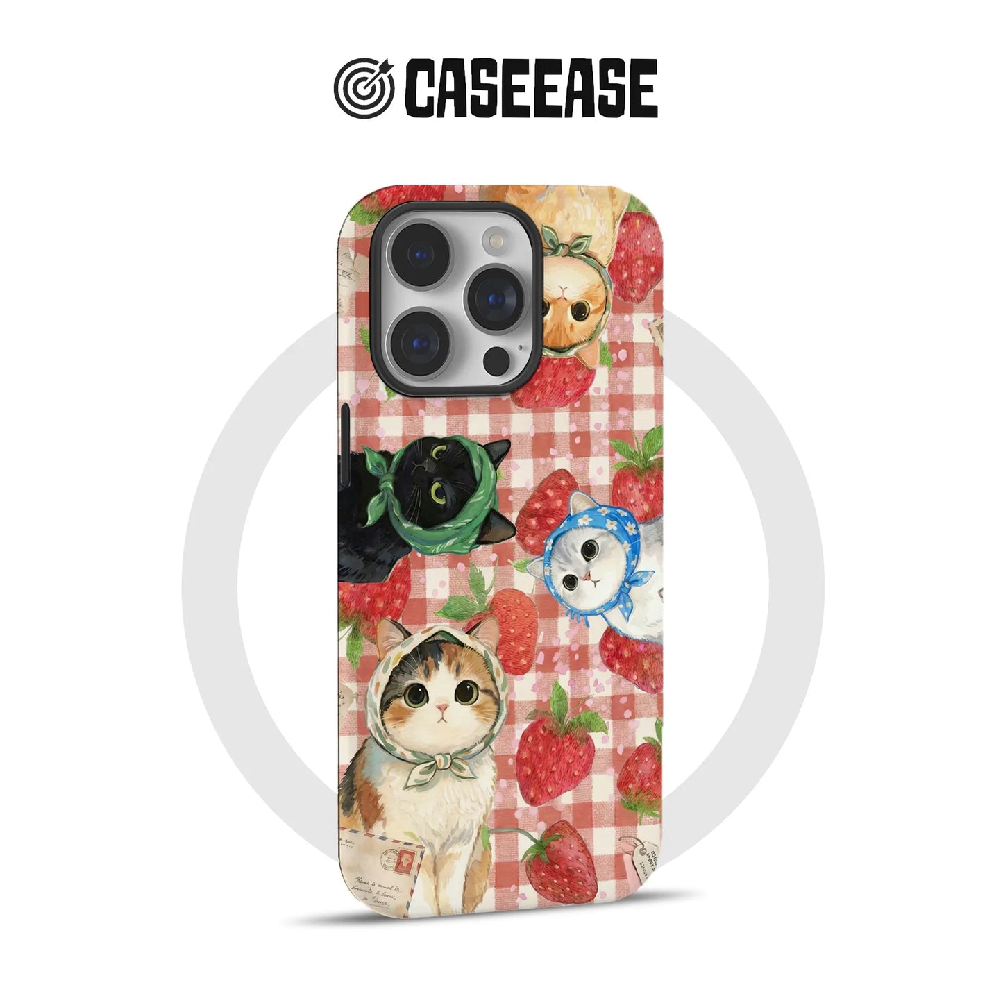 Cute Cat and Strawberry Phone Case