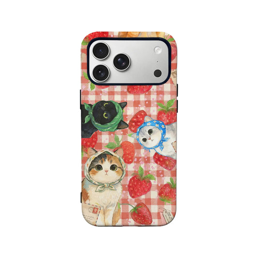 Cute Cat and Strawberry Phone Case