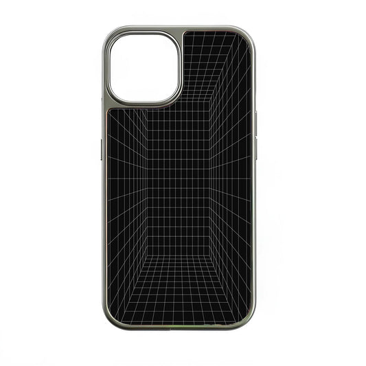 Holographic Chrome Phone Case for iPhone 15 Pro - 3D Grid Design
