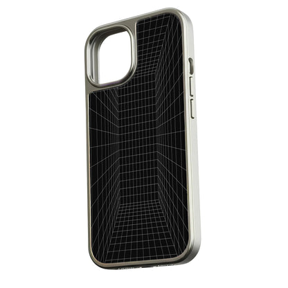 Holographic Chrome Phone Case for iPhone 15 Pro - 3D Grid Design