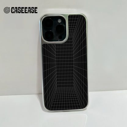 Holographic Chrome Phone Case for iPhone 15 Pro - 3D Grid Design