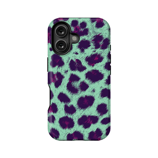 Teal & Purple Leopard iPhone Case – Unique Colorful Animal Print