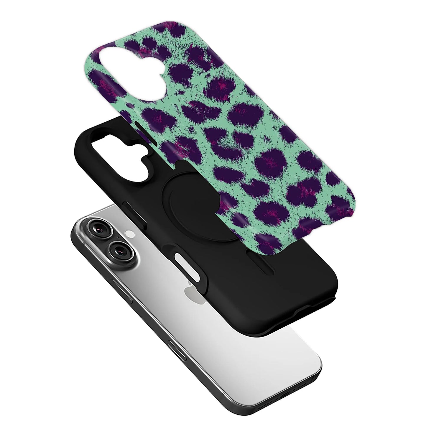 Teal & Purple Leopard iPhone Case – Unique Colorful Animal Print