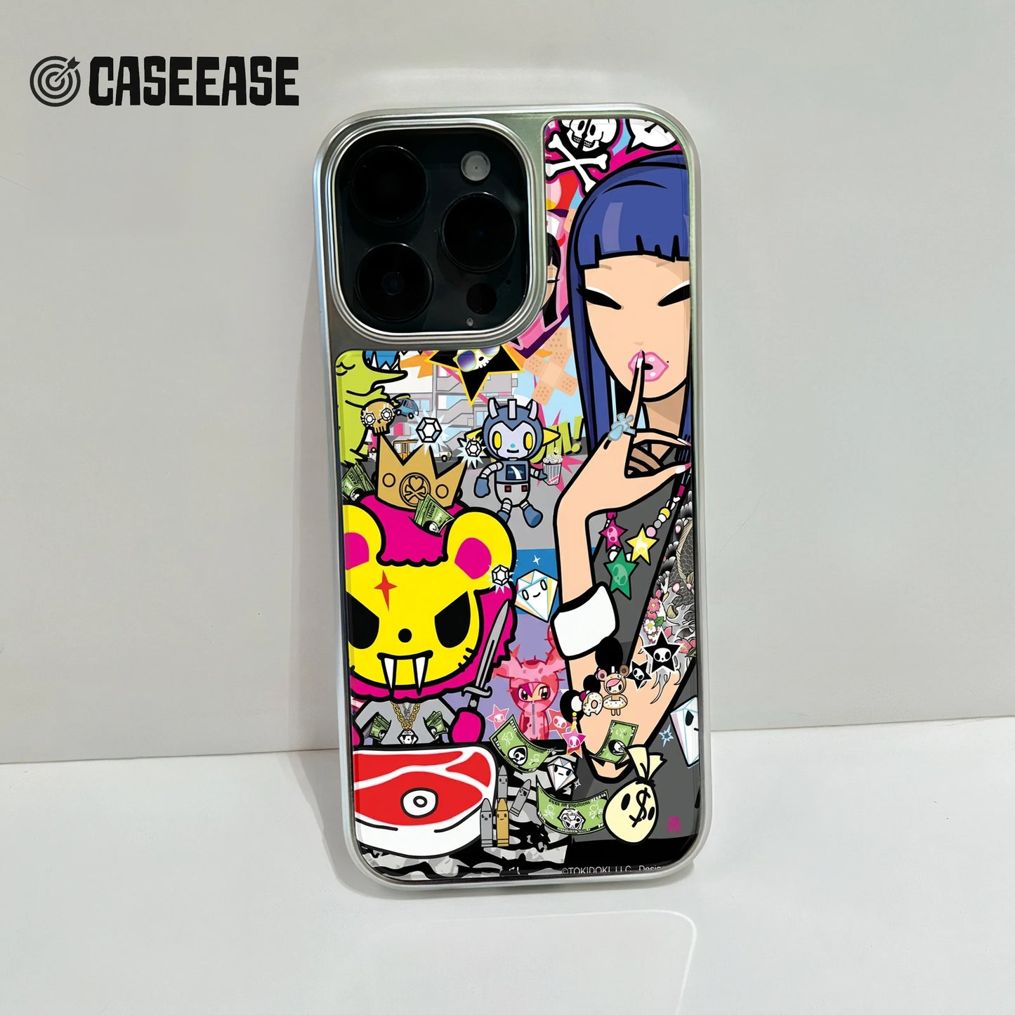 Holographic Chrome Phone Case - Colorful Urban Graphic Design