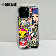 Funda holográfica cromada para teléfono: diseño gráfico urbano colorido