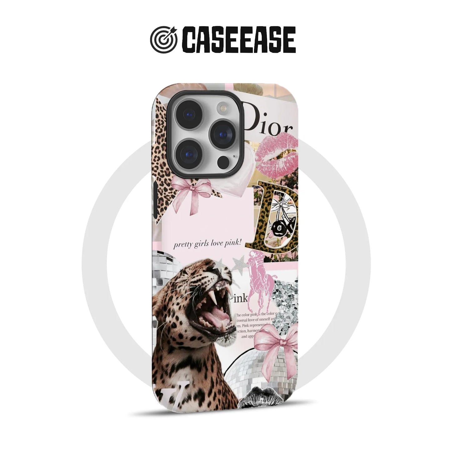 Funda para teléfono con estampado de leopardo rosa intenso
